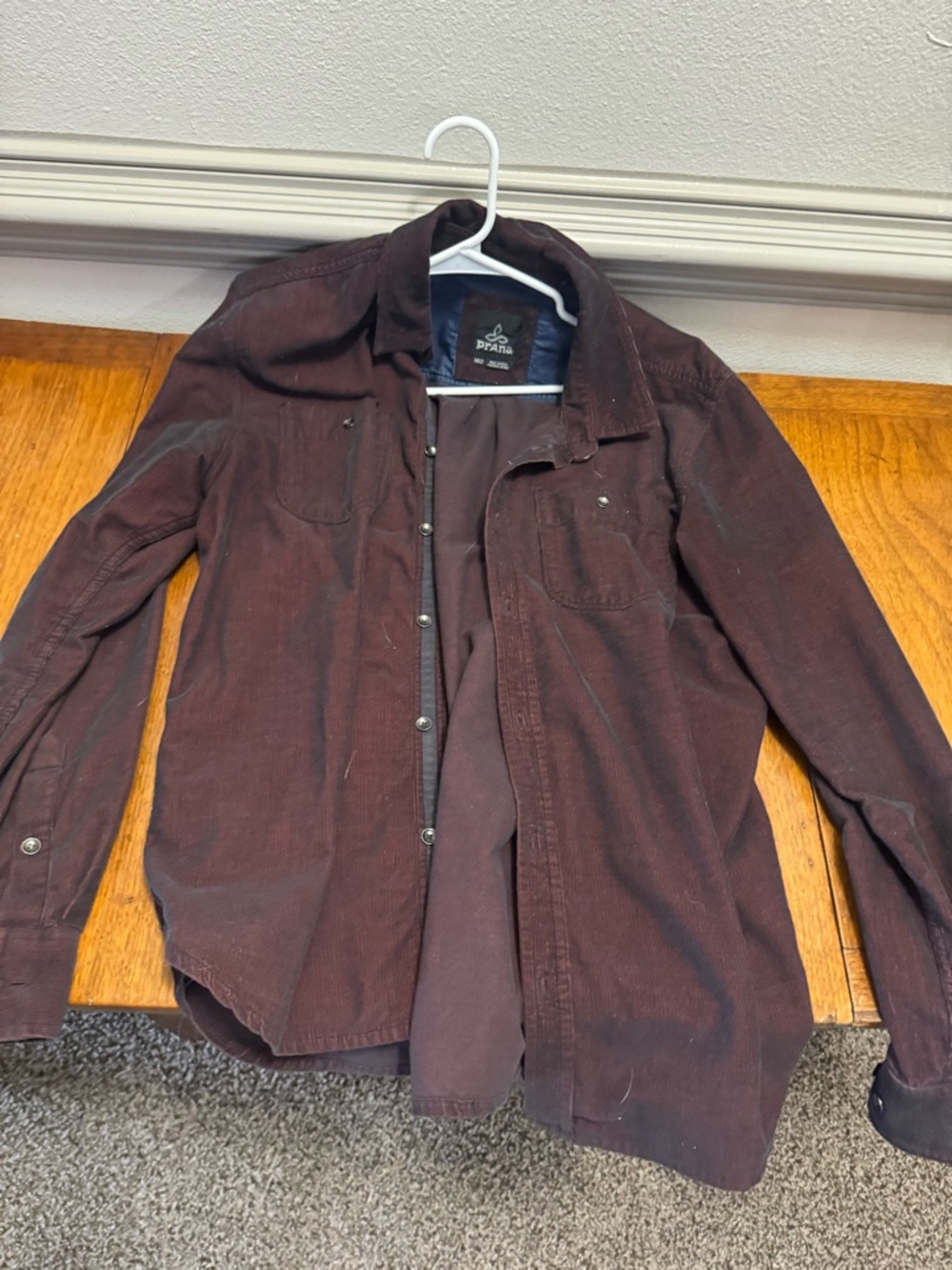 Prana Men's Corduroy Shirt Jacket in Deep Brown